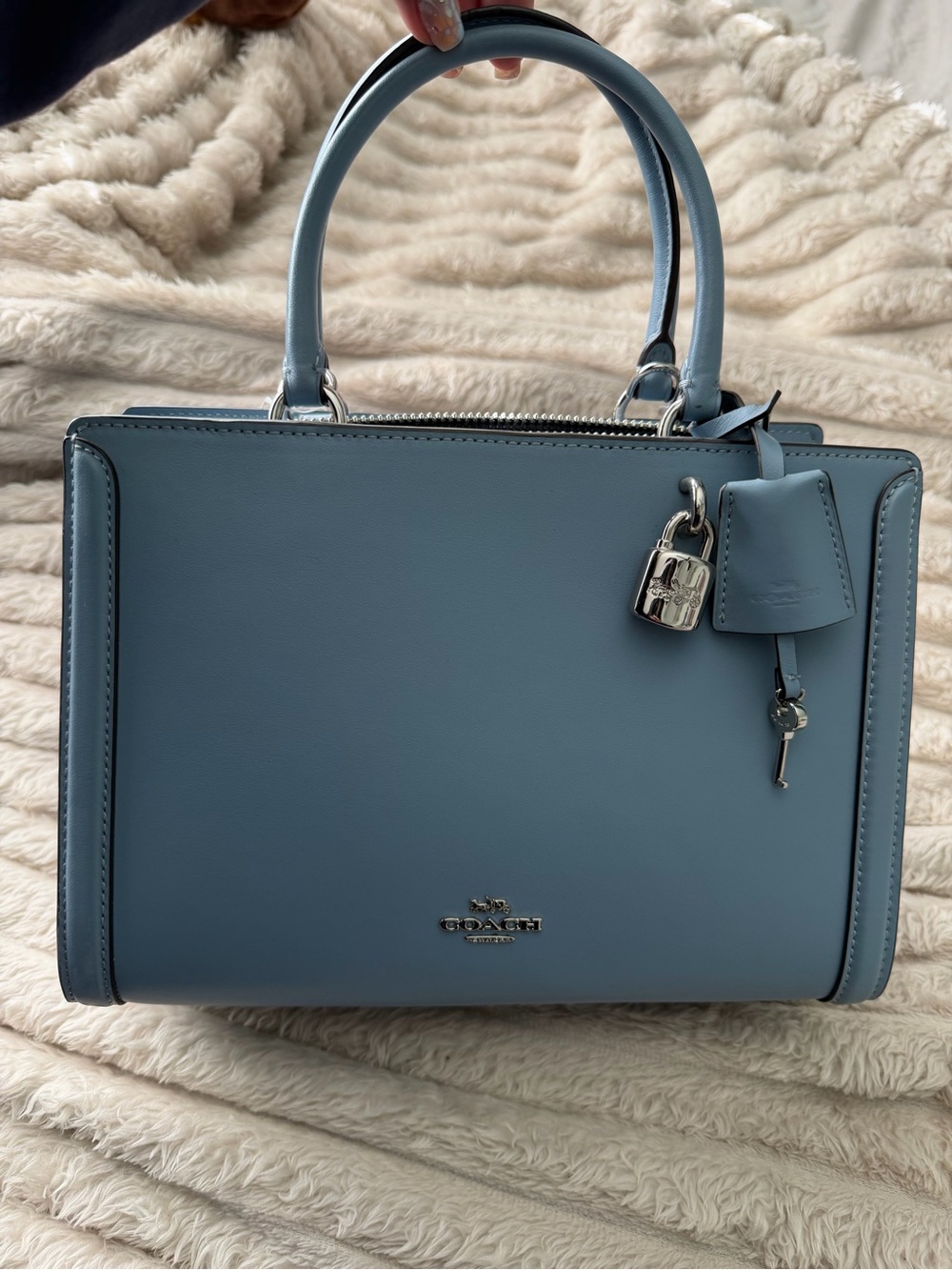 Coach Leather Satchel in cornflower blue